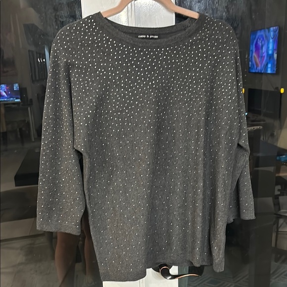 🎈4 LISTINGS FOR $20! Cable & Gauge Dark Gray Pullover sweater wStud Accents XL - Picture 1 of 6